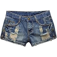 Thrivqyaf Womens Vintage Low Waist Fringe Denim Shorts Jeans Vary